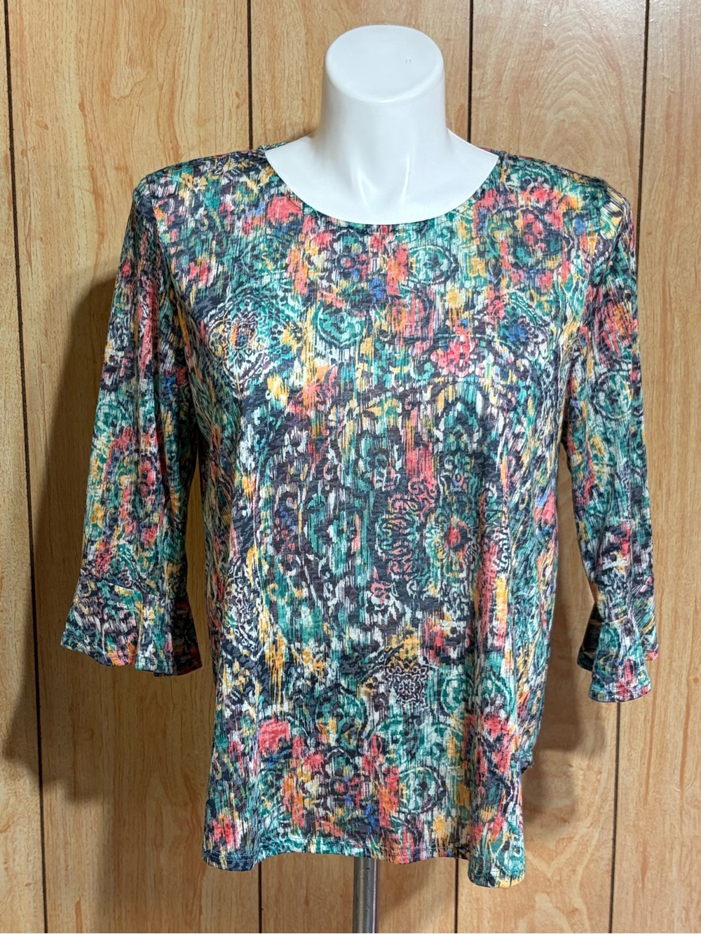 Ruby Rd. Multicolor Floral-Print Scoop Neck Blouse SZ - XL